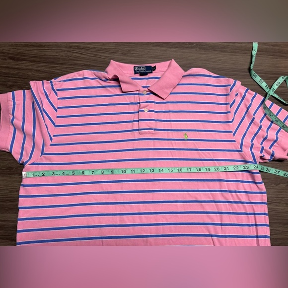 Polo by Ralph Lauren Pink and Blue Striped Polo Size XXL - Picture 4 of 5